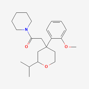 molecular formula C22H33NO3 B4160395 1-{[2-isopropyl-4-(2-methoxyphenyl)tetrahydro-2H-pyran-4-yl]acetyl}piperidine 