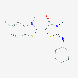molecular formula C18H20ClN3OS2 B416041 5-(5-chloro-3-methyl-1,3-benzothiazol-2(3H)-ylidene)-2-(cyclohexylimino)-3-methyl-1,3-thiazolidin-4-one 