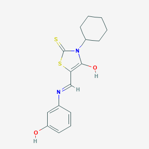 molecular formula C16H18N2O2S2 B416043 3-Cyclohexyl-5-[(3-hydroxyanilino)methylene]-2-thioxo-1,3-thiazolidin-4-one 