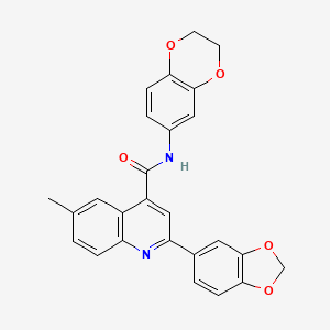 molecular formula C26H20N2O5 B4160476 2-(1,3-benzodioxol-5-yl)-N-(2,3-dihydro-1,4-benzodioxin-6-yl)-6-methyl-4-quinolinecarboxamide 