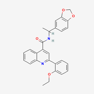 molecular formula C27H24N2O4 B4160480 N-[1-(1,3-benzodioxol-5-yl)ethyl]-2-(2-ethoxyphenyl)-4-quinolinecarboxamide 