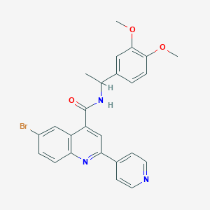 molecular formula C25H22BrN3O3 B4160495 6-bromo-N-[1-(3,4-dimethoxyphenyl)ethyl]-2-(4-pyridinyl)-4-quinolinecarboxamide 