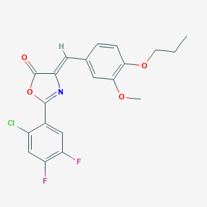 molecular formula C20H16ClF2NO4 B416050 2-(2-chloro-4,5-difluorophenyl)-4-(3-methoxy-4-propoxybenzylidene)-1,3-oxazol-5(4H)-one 