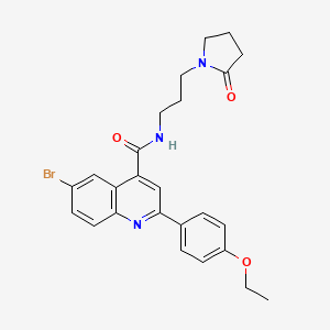 molecular formula C25H26BrN3O3 B4160535 6-bromo-2-(4-ethoxyphenyl)-N-[3-(2-oxo-1-pyrrolidinyl)propyl]-4-quinolinecarboxamide 