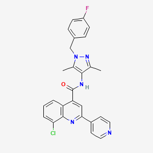 molecular formula C27H21ClFN5O B4160536 8-chloro-N-[1-(4-fluorobenzyl)-3,5-dimethyl-1H-pyrazol-4-yl]-2-(4-pyridinyl)-4-quinolinecarboxamide 