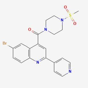 molecular formula C20H19BrN4O3S B4160577 6-bromo-4-{[4-(methylsulfonyl)-1-piperazinyl]carbonyl}-2-(4-pyridinyl)quinoline 