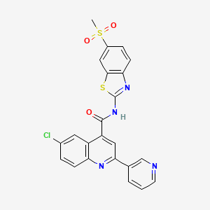 molecular formula C23H15ClN4O3S2 B4160610 6-chloro-N-[6-(methylsulfonyl)-1,3-benzothiazol-2-yl]-2-(3-pyridinyl)-4-quinolinecarboxamide 