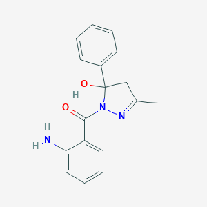 molecular formula C17H17N3O2 B416065 1-(2-aminobenzoyl)-3-methyl-5-phenyl-4,5-dihydro-1H-pyrazol-5-ol 