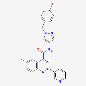 molecular formula C26H20FN5O B4160670 N-[1-(4-fluorobenzyl)-1H-pyrazol-4-yl]-6-methyl-2-(3-pyridinyl)-4-quinolinecarboxamide 