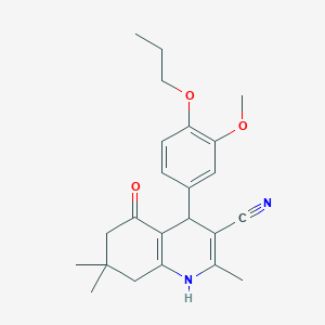 molecular formula C23H28N2O3 B416071 4-(3-Methoxy-4-propoxyphenyl)-2,7,7-trimethyl-5-oxo-1,4,5,6,7,8-hexahydro-3-quinolinecarbonitrile 