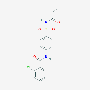 molecular formula C16H15ClN2O4S B416073 2-chloro-N-{4-[(propionylamino)sulfonyl]phenyl}benzamide 