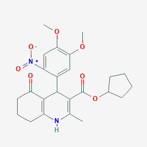 molecular formula C24H28N2O7 B416075 Cyclopentyl 4-(4,5-dimethoxy-2-nitrophenyl)-2-methyl-5-oxo-1,4,5,6,7,8-hexahydroquinoline-3-carboxylate 