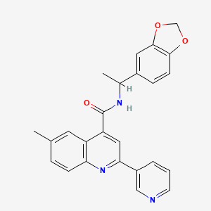 molecular formula C25H21N3O3 B4160775 N-[1-(1,3-benzodioxol-5-yl)ethyl]-6-methyl-2-(3-pyridinyl)-4-quinolinecarboxamide 