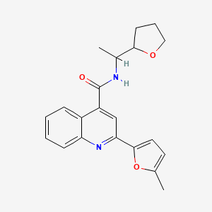 molecular formula C21H22N2O3 B4160821 2-(5-methyl-2-furyl)-N-[1-(tetrahydro-2-furanyl)ethyl]-4-quinolinecarboxamide 