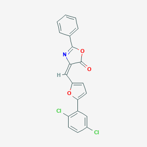 molecular formula C20H11Cl2NO3 B416083 (4E)-4-{[5-(2,5-DICHLOROPHENYL)FURAN-2-YL]METHYLIDENE}-2-PHENYL-4,5-DIHYDRO-1,3-OXAZOL-5-ONE 