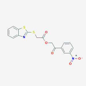 molecular formula C17H12N2O5S2 B416085 2-(3-Nitrophenyl)-2-oxoethyl 2-(benzo[d]thiazol-2-ylthio)acetate CAS No. 304475-17-0