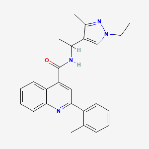 molecular formula C25H26N4O B4160870 N-[1-(1-ethyl-3-methyl-1H-pyrazol-4-yl)ethyl]-2-(2-methylphenyl)-4-quinolinecarboxamide 