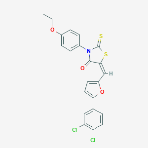 molecular formula C22H15Cl2NO3S2 B416088 5-{[5-(3,4-Dichlorophenyl)-2-furyl]methylene}-3-(4-ethoxyphenyl)-2-thioxo-1,3-thiazolidin-4-one 