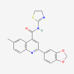 molecular formula C21H17N3O3S B4160880 2-(1,3-benzodioxol-5-yl)-N-(4,5-dihydro-1,3-thiazol-2-yl)-6-methyl-4-quinolinecarboxamide 