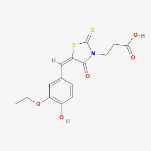 molecular formula C15H15NO5S2 B416091 3-[5-(3-Ethoxy-4-hydroxybenzylidene)-4-oxo-2-thioxo-1,3-thiazolidin-3-yl]propanoic acid 