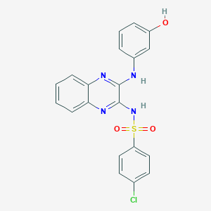 molecular formula C20H15ClN4O3S B416092 4-chloro-N-[3-(3-hydroxyanilino)-2-quinoxalinyl]benzenesulfonamide CAS No. 299955-10-5