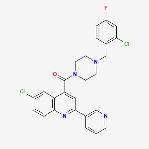 molecular formula C26H21Cl2FN4O B4160942 6-chloro-4-{[4-(2-chloro-4-fluorobenzyl)-1-piperazinyl]carbonyl}-2-(3-pyridinyl)quinoline 