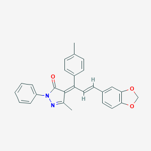 molecular formula C27H22N2O3 B416095 4-[3-(1,3-benzodioxol-5-yl)-1-(4-methylphenyl)-2-propenylidene]-5-methyl-2-phenyl-2,4-dihydro-3H-pyrazol-3-one 