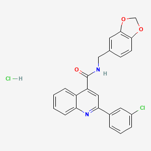 N-(1,3-benzodioxol-5-ylmethyl)-2-(3-chlorophenyl)-4-quinolinecarboxamide hydrochloride