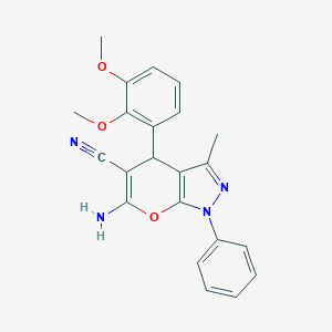 molecular formula C22H20N4O3 B416096 6-amino-4-(2,3-dimethoxyphenyl)-3-methyl-1-phenyl-4H-pyrano[2,3-c]pyrazole-5-carbonitrile CAS No. 331862-15-8
