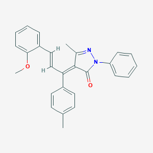 molecular formula C27H24N2O2 B416101 4-[3-(2-Methoxy-phenyl)-1-p-tolyl-allylidene]-5-methyl-2-phenyl-2,4-dihydro-pyrazol-3-one 