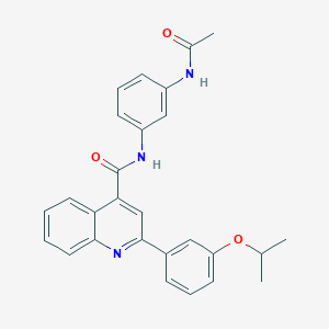 molecular formula C27H25N3O3 B4161011 N-[3-(acetylamino)phenyl]-2-(3-isopropoxyphenyl)-4-quinolinecarboxamide 