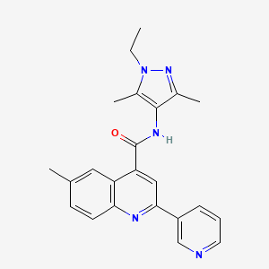 molecular formula C23H23N5O B4161041 N-(1-ethyl-3,5-dimethyl-1H-pyrazol-4-yl)-6-methyl-2-(3-pyridinyl)-4-quinolinecarboxamide 