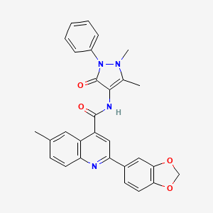 2-(1,3-benzodioxol-5-yl)-N-(1,5-dimethyl-3-oxo-2-phenyl-2,3-dihydro-1H-pyrazol-4-yl)-6-methyl-4-quinolinecarboxamide