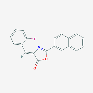 molecular formula C20H12FNO2 B416109 4-(2-fluorobenzylidene)-2-(2-naphthyl)-1,3-oxazol-5(4H)-one 