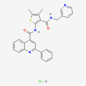 molecular formula C29H25ClN4O2S B4161102 N-[4,5-dimethyl-3-(pyridin-3-ylmethylcarbamoyl)thiophen-2-yl]-2-phenylquinoline-4-carboxamide;hydrochloride 