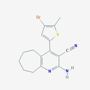 molecular formula C16H16BrN3S B416113 2-amino-4-(4-bromo-5-methyl-2-thienyl)-6,7,8,9-tetrahydro-5H-cyclohepta[b]pyridine-3-carbonitrile 