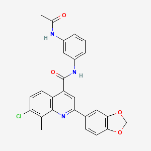 N-[3-(acetylamino)phenyl]-2-(1,3-benzodioxol-5-yl)-7-chloro-8-methyl-4-quinolinecarboxamide