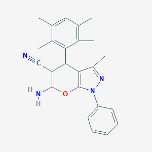 molecular formula C24H24N4O B416116 6-Amino-3-methyl-1-phenyl-4-(2,3,5,6-tetramethylphenyl)-1,4-dihydropyrano[2,3-c]pyrazole-5-carbonitrile 