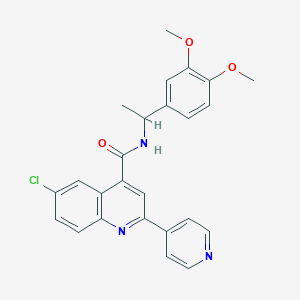 molecular formula C25H22ClN3O3 B4161173 6-chloro-N-[1-(3,4-dimethoxyphenyl)ethyl]-2-(4-pyridinyl)-4-quinolinecarboxamide 