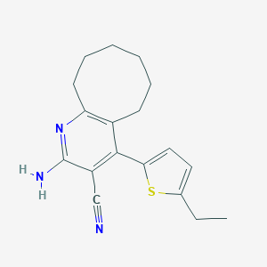 molecular formula C18H21N3S B416118 2-Amino-4-(5-ethyl-2-thienyl)-5,6,7,8,9,10-hexahydrocycloocta[b]pyridine-3-carbonitrile 