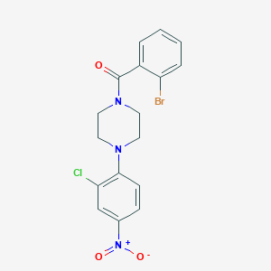 molecular formula C17H15BrClN3O3 B416119 (2-Bromo-phenyl)-[4-(2-chloro-4-nitro-phenyl)-piperazin-1-yl]-methanone 