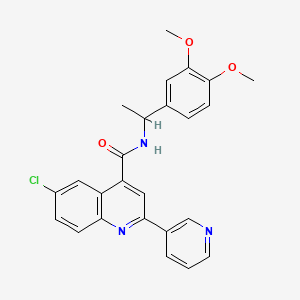 molecular formula C25H22ClN3O3 B4161198 6-chloro-N-[1-(3,4-dimethoxyphenyl)ethyl]-2-(3-pyridinyl)-4-quinolinecarboxamide 