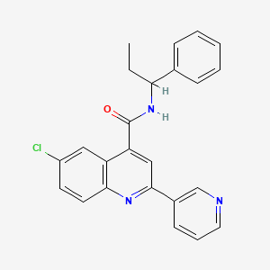 molecular formula C24H20ClN3O B4161220 6-chloro-N-(1-phenylpropyl)-2-(3-pyridinyl)-4-quinolinecarboxamide 