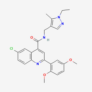 6-chloro-2-(2,5-dimethoxyphenyl)-N-[(1-ethyl-5-methyl-1H-pyrazol-4-yl)methyl]-4-quinolinecarboxamide