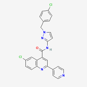 6-chloro-N-[1-(4-chlorobenzyl)-1H-pyrazol-3-yl]-2-(4-pyridinyl)-4-quinolinecarboxamide