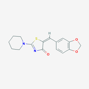 molecular formula C16H16N2O3S B416129 2-Piperidino-5-(1,3-benzodioxole-5-ylmethylene)-2-thiazoline-4-one 