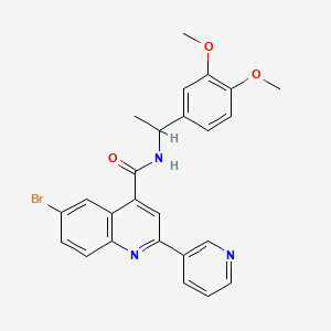 molecular formula C25H22BrN3O3 B4161329 6-bromo-N-[1-(3,4-dimethoxyphenyl)ethyl]-2-(3-pyridinyl)-4-quinolinecarboxamide 