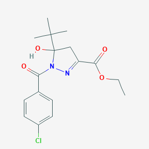 molecular formula C17H21ClN2O4 B416133 ethyl 5-tert-butyl-1-(4-chlorobenzoyl)-5-hydroxy-4,5-dihydro-1H-pyrazole-3-carboxylate 