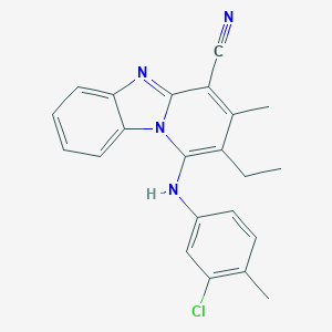 molecular formula C22H19ClN4 B416141 1-(3-Chloro-4-methylanilino)-2-ethyl-3-methylpyrido[1,2-a]benzimidazole-4-carbonitrile CAS No. 329708-66-9