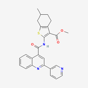 molecular formula C26H23N3O3S B4161459 methyl 6-methyl-2-({[2-(3-pyridinyl)-4-quinolinyl]carbonyl}amino)-4,5,6,7-tetrahydro-1-benzothiophene-3-carboxylate 